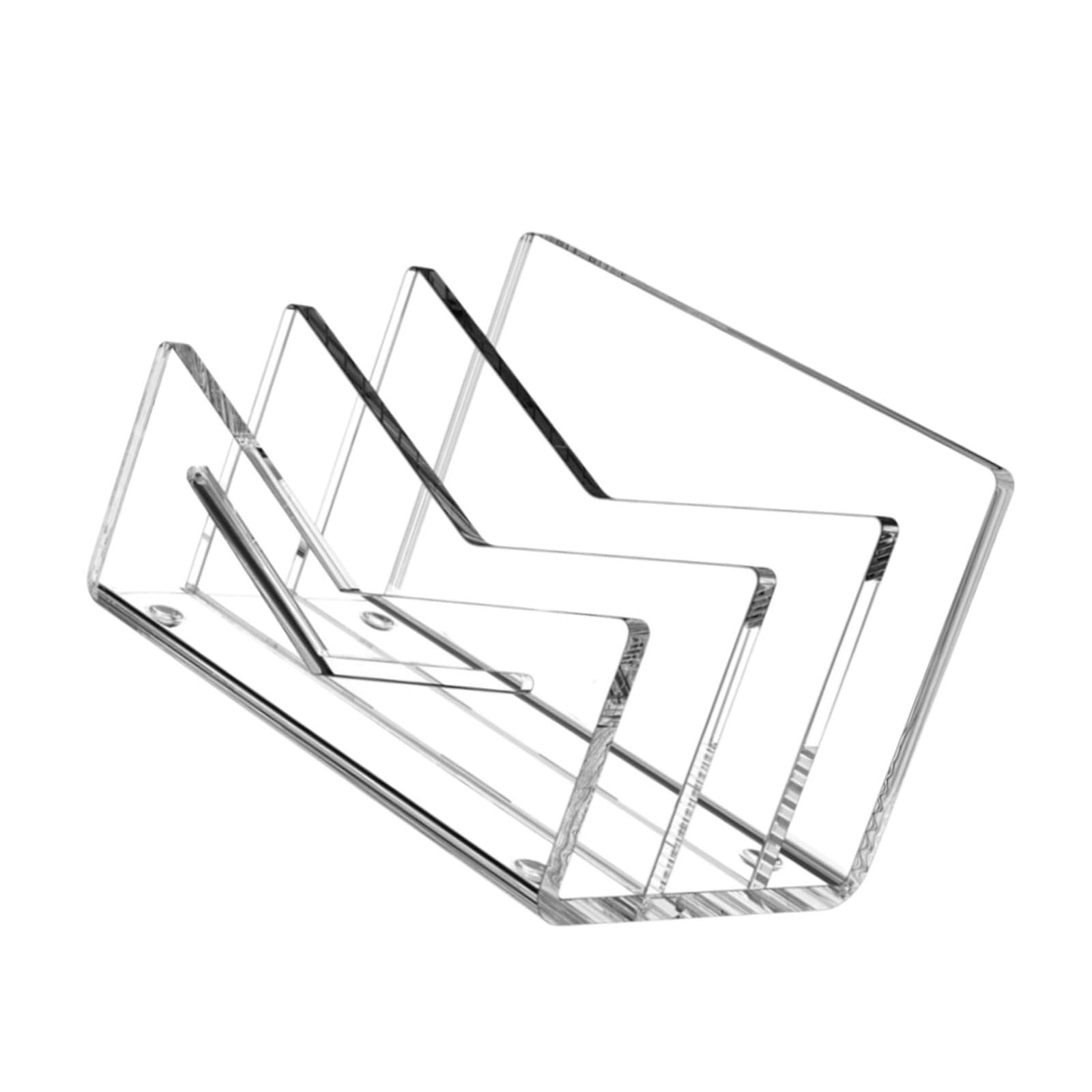 3 Tiered Mail Sorter Letter Tray Acrylic File Stand Space Saving Desk Envelope Organiser for Postcard Bill Invitation Sliding Mail Planner