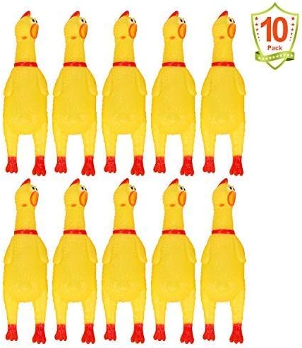 LEGEND SANDY 10 PCS Screaming Chicken, Rubber Chicken Noisemakers for Kids and Pets, Shrilling Shrieking Squawking Chicken Novelty for Gag Gift Party Favors, Rubber Chicken Squeaky Toy for Small Dogs