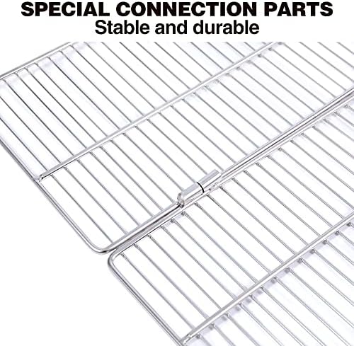REDCAMP Stainless Steel Camping Grill Net, Folding Campfire Grill Mesh, Firewood Grate for Fire BBQ Outdoor Cooking Pot Rack