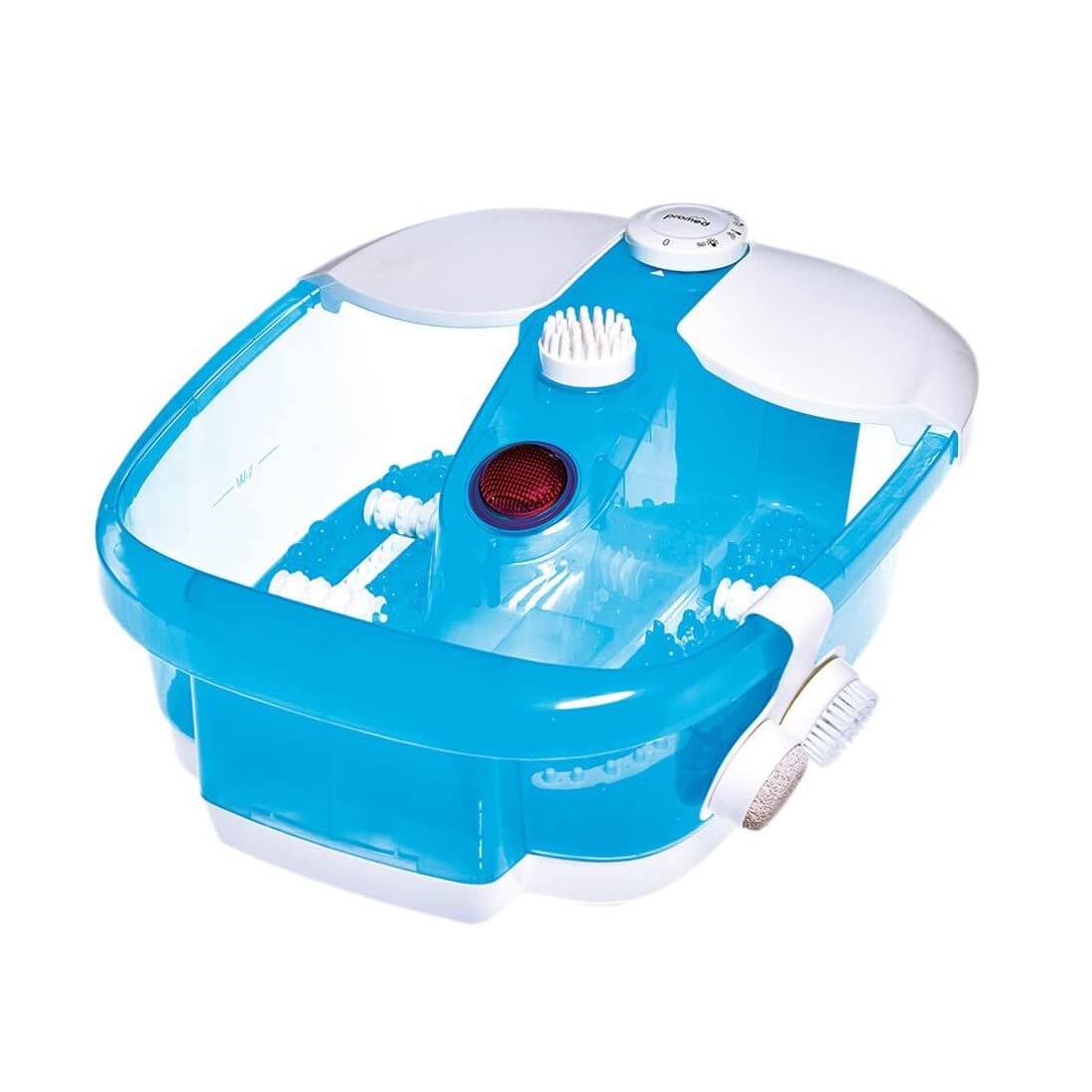 Promed FB-100 Fußsprudelbad, Fußbad mit Sprudel- und Vibrationsmassage, Rotlichtfeld, Warmhaltefunktion inkl. 3 Pediküreaufsätze, Fußpflege/Fuss Spa, geeignet bis Schuhgröße 46