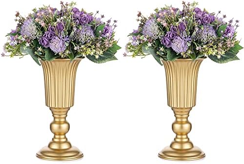 NUPTIO Pcs of 2 Mini Sized Metal Wedding Centerpieces Vase for Wedding Party Table Decoration, Vases for Centerpieces, 10cm Tall Trumpet Vase Flower Holder for Christmas Anniversary Ceremony