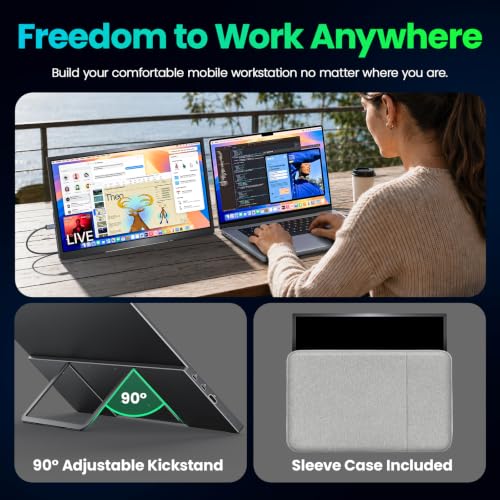 Image of Upperizon Portable Monitor 18.4 inch 4K 3840X2160 130% sRGB 60Hz HDR HDMI USB-C Travel Monitor for Laptop MacBook PC Surface PS5 Xbox, Large External Display with Kickstand & Speakers, VESA Compatible