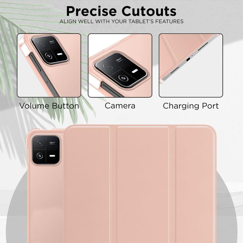 Image of Robustrion Cover for Xiaomi Mi Pad 6 Cover Case Flip Case Cover with Transparent Back for Xiaomi Pad 6 Cover 11 inch [Auto Sleep Wake Support] - Rose Gold
