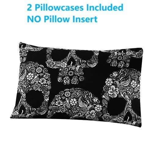 Sdiii 3Pcs Goth Skull Full Fitted Sheet Set, 1 Fitted Sheet And 2 Pillowcases, Excluding Flat Sheet, Bed In A Bag Gothic Bedding Sheet thumb #6