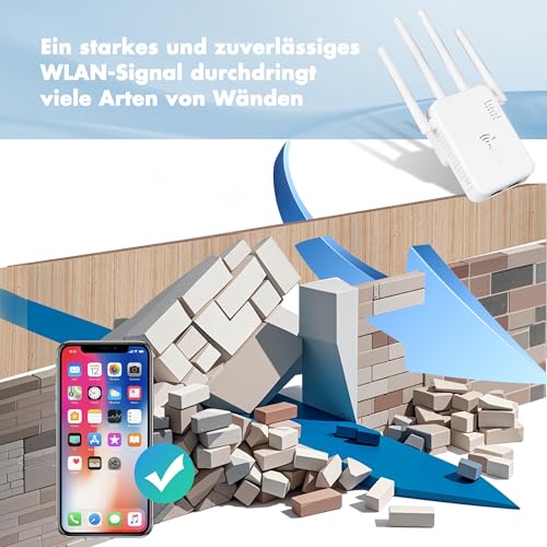 2025 Neuestes WLAN Verstärker,WLAN Repeater 300 Mbit/s,hohe Leistung mit 4 Antennen,mit Repeater/AP-Modus,Verstärker mit Ethernet-Anschluss Signalverstärkung für alle Route（Weiß）