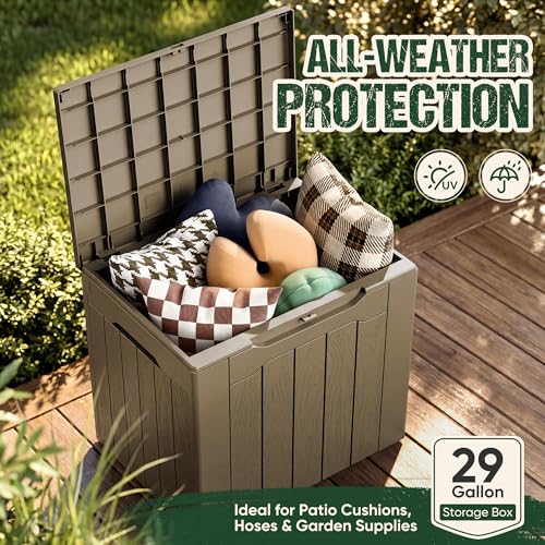 Image of Devoko 29 Gallon Deck Box, Waterproof Resin Outdoor Storage Box