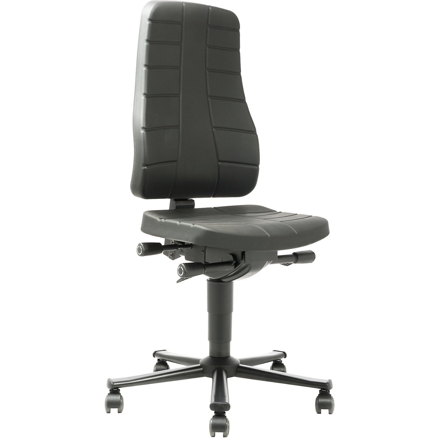 bimos Siège d'atelier à fonctions ergonomiques - avec roulettes - mousse PU noire - chaise chaise d'atelier chaises chaises d'atelier siège d'atelier siège pivotant sièges d'atelier sièges pivotants Chaise d'atelier Chaise de bureau Chaises d'atelier