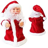  [lux.pro] Singender Tanzender Weihnachtsmann im Roten Mantel Weihnachts Deko Weihnachten Figur Nikolaus