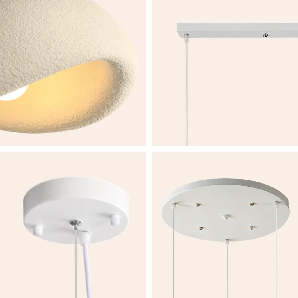 JOJOM Lampa Wisząca Wabi-sabi Nowoczesna Lampa Wisząca Regulowana Wysokość Trzy głowy Oświetlenie Wewnętrzne Polistyrenowa Lampa Klosz lampy Do Jadalni Sypialnia Salon Kuchnia Kawiarnia(A40)