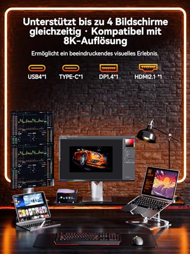 Mini Gaming PC AMD Ryzen 7 H 255 (Upgrade auf 8745HS, 4.9 GHz), 64GB DDR5 RAM, M.2 PCIE 4.0 x4 SSD 1TB, Mini-Computer mit USB4.0 | 2.5G LAN | Quad 4K Display | Oculink – für Gaming, Büro und Business