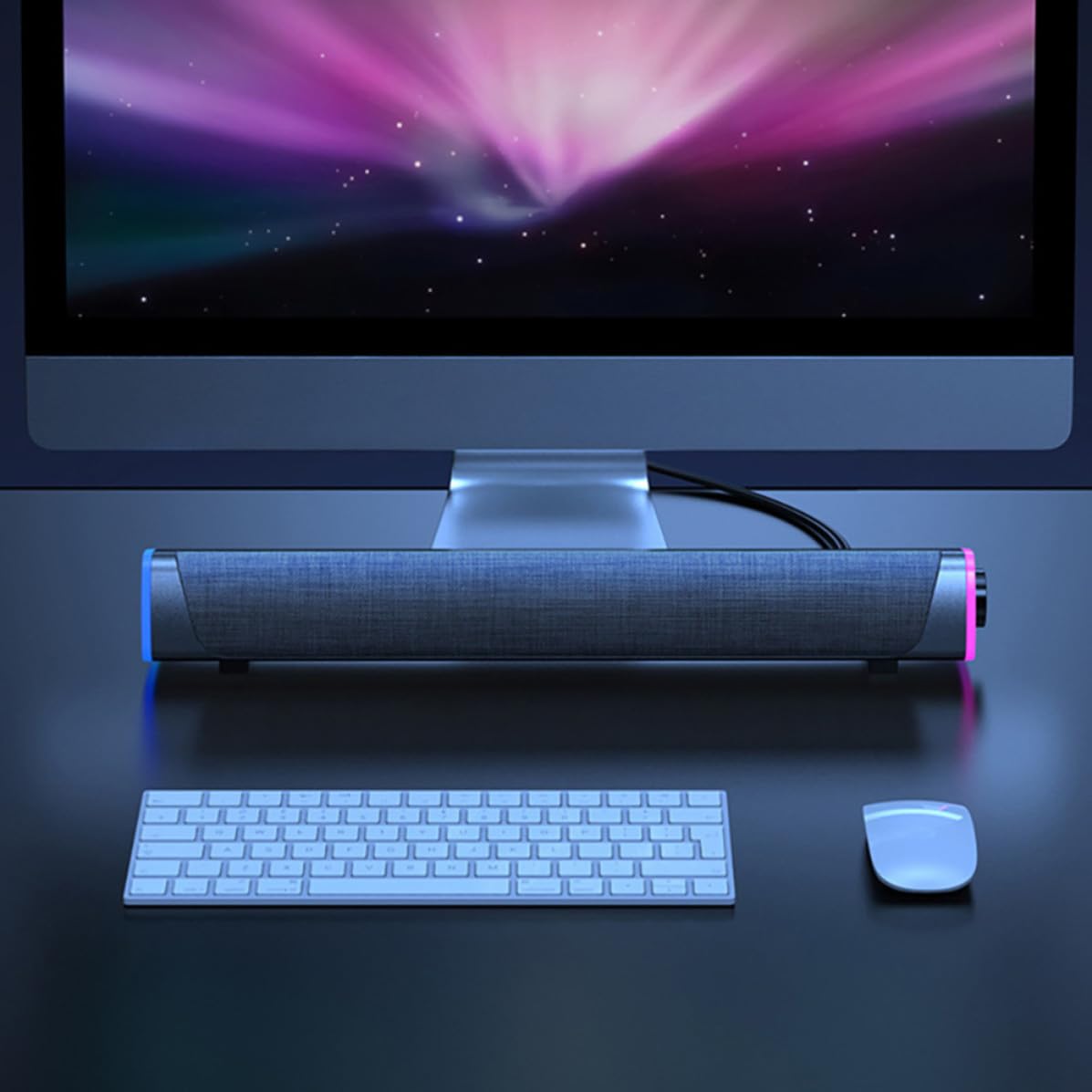 Ipetboom Soundbar Cablata Audio Speaker da Desktop, 2 Altoparlanti, 6w, Tessuto, Nero, per Computer e Tablet, Scuola e Gaming