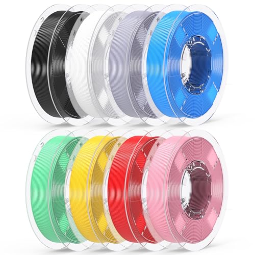 Image of RAMBERY 3D Printer Filament Bundle, PLA Plus Filament 1.75mm, 8 Colors PLA+ Filament, Dimensional Accuracy + /- 0.02mm, 8 Pack 250g Spool, Black /White /Red /Yellow /Gray /Blue /Pink /Mint Green