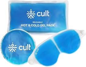 Cult Reusable Hot & Cold Gel Pack with Eye Mask for Puffiness, Headache, Migraine, Eye Strain, Injuries, Muscle Recovery & Everyday Pain Relief – Pack of 3