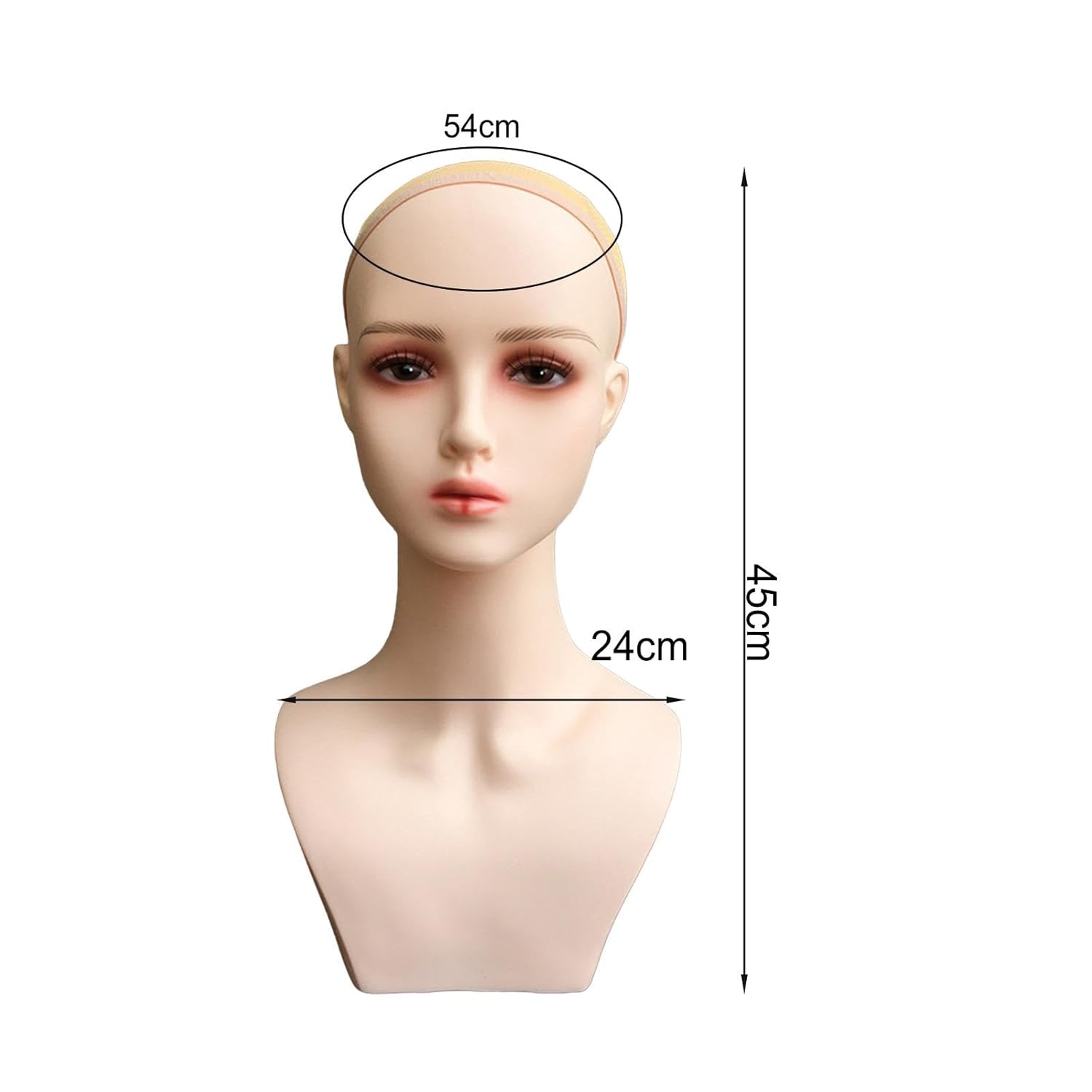Female Mannequin Head,Manikin, Multifunctional Wig Display Stand with Shoulder for Wigs Making Styling Scarf Hats Hairpieces, Style C