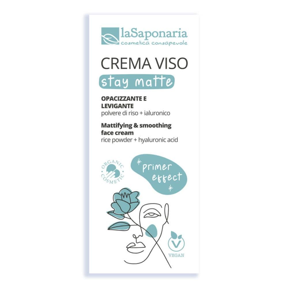 La Saponaria Stay Matte Face Cream, Hyaluronic Acid, Primer, Anti-Shine/Matt, Enlarged Pores, Anti-Ageing, Vitamin E - Image 4