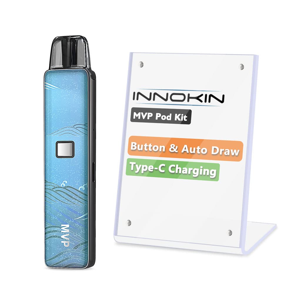INNOKINMVP Pod Kit, E Cigarette Vape Starter Kit with Side-fill Ecig, Button or Draw-activated, Dual Power Selection, Type C Charging, GB Edition, 2ml, No Nicotine - Ocean Waves