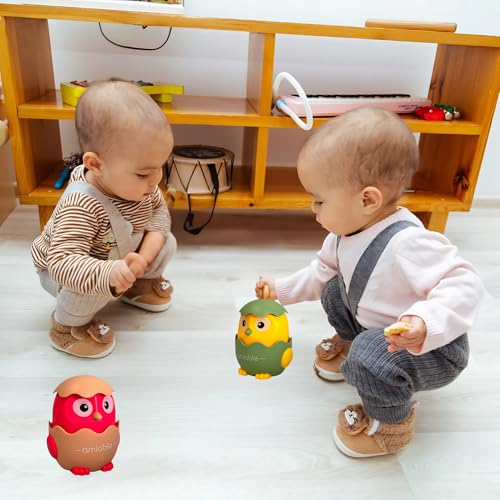 Image of Crackles Press & Go Chick Toy for Babies & Toddlers - Cute Cartoon Push and Go Animal Car - Battery-Free Mini Toy for Early Play - Multicolor - Pack of 1