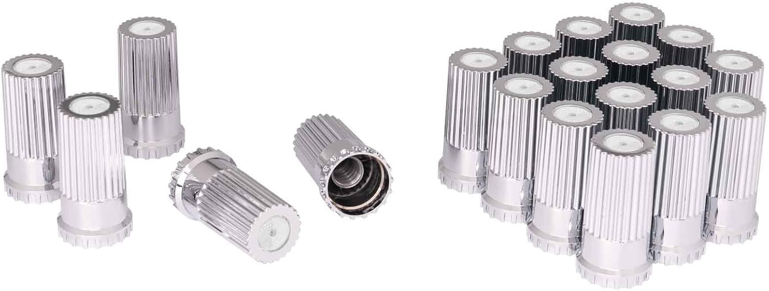 Chrome Thread-On Lug Nut Covers with Red Reflectors for Semi Trucks, 4 inch Tall, Pack of 20 Lug Nut Caps(Screw On, Blue)