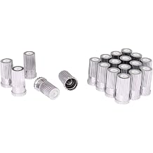 Chrome Thread-On Lug Nut Covers with Red Reflectors for Semi Trucks, Height 4 inch Tall, with Flange, Pack of 20 Lug Nut CapsScrew On, Clear