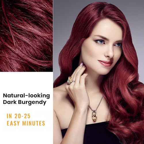 Image of KINGMING Dark Burgundy Hair Dye Shampoo 3 in 1 for Gray Hair | Dark burgundy hair color shampoo for women and men, at-home gray and white hair coverage