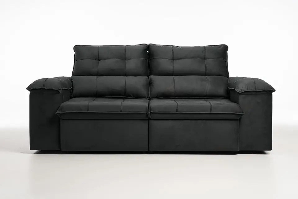 Sofá Compacto, Prático e Versátil 2 Lugares Reclinável e Retrátil Bel Veludo LIMOV Perfeito para Salas Pequenas (Cinza)