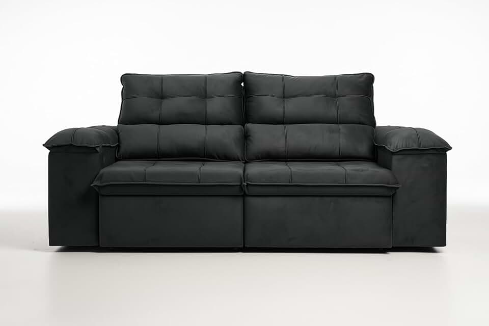 Sofá Compacto, Prático e Versátil 2 Lugares Reclinável e Retrátil Bel Veludo LIMOV Perfeito para Salas Pequenas (Cinza)