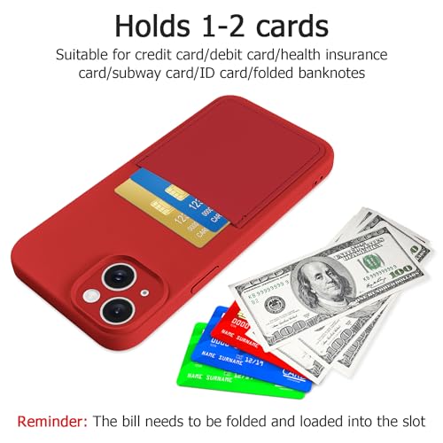 Karrint Designed for iPhone 15 Case with Card Holder for Women Men Soft Silicone Cover [Microfiber Lining] Full Camera Protection Shockproof Slim for iPhone 15 Case Wallet Red by Karrint - Used condition - Image 3