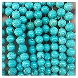 bastelmaterial perlen Feature: Naturstein Linyuex Hellblau-Türkis-Stein-Korn-runde lose Edelstein-Korn 6/8 / 10mm for Armband und Halskette Schmuck Bastelmaterial (Color : Light Blue, Size : 10mm 37pcs Beads)