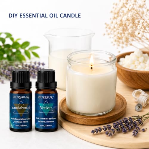 Image of BURIBURI Sandalwood Vetiver Essential Oil Set for Candle Making 2Pcs