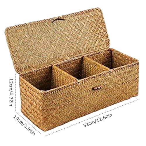 Cesta de almacenamiento de mimbre de 3 secciones que soluciona el caos del baño 3
