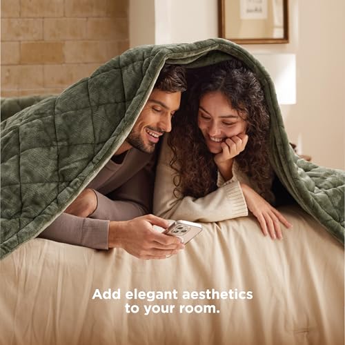 Image of Bedsure Quilted Heated Blanket King Size, Filled for Extra Warmth, Green