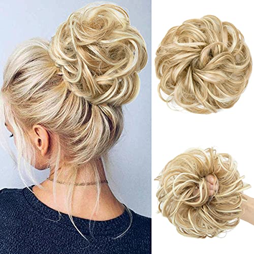 SARLA Messy Hair Buns Hair Piece Scrunchies for Women Girls Curly Wavy Ponytail Extensions Updo Hair Pieces Donut Hair Chignons Hair Accessories
