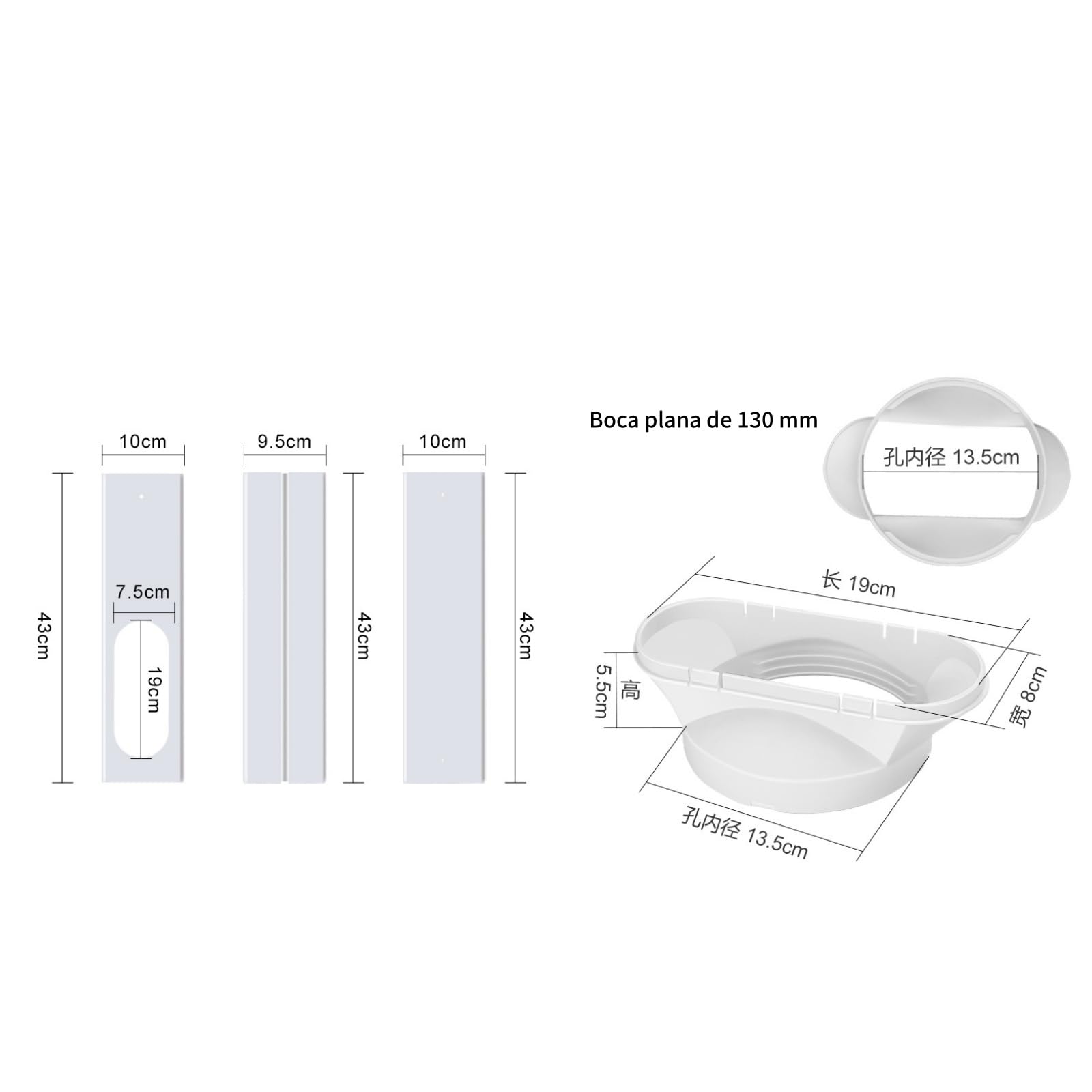 Kit De Ventana De Aire Acondicionado Portátil, Adaptador Ventana Aire Acondicionado, Accesorio De Ventana De Aire Acondicionado,Placa Sellado Ventana Ajustable para Aire Acondicionado Móvil,