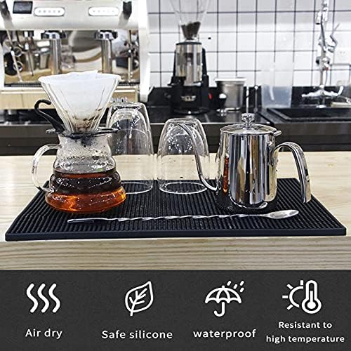 Bar Mat 3Pcs Non Slip Rubber Bar Service Mat Thick Durable Countertop Spill Mats for Kitchen Restaurants Coffee Bars Counter-Top (12 * 6in , Black)