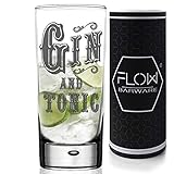 FLOW Barware Gin & Tonic Hi Ball G&T Glass. Un regalo divertido para cualquier amante del gin tonic, el vaso de cóctel alto High Ball