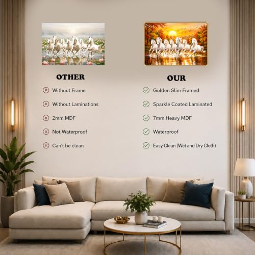 Image of 7 Running Horses Vastu Photo Frame, 8x12 Inch