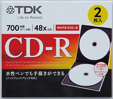 Amazon.co.jp: TDK CD-R80PWD2A-H データ用CD-R 2枚組 ホワイト 