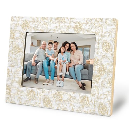 FDHSPAAM Gold Floral Picture Frame 5x7, Elegant Peony...