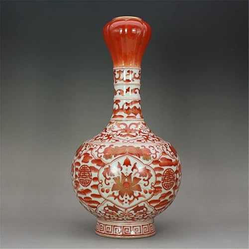 DANN Jarrón de ajo decorado en oro rojo antiguo pintado a mano para decoración del hogar y la oficina