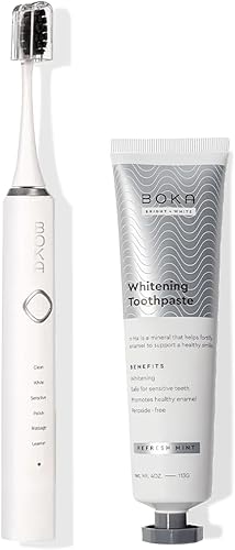 Boka Pasta de dientes sin flúor Nano hidroxiapatita, blanqueamiento* - Refresh Mint Flavor, 4 onzas líquidas + cepillo de dientes eléctrico 3.0 para