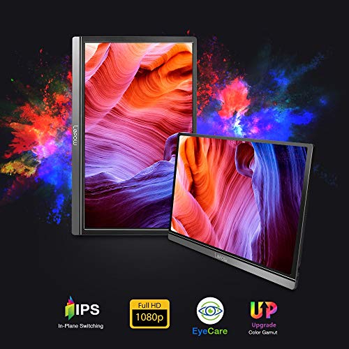 Portable Monitor - Lepow Z1-Gamut (2020) 15.6 Inch FHD 1080P High Color Gamut Computer Display USB C Eye Care Screen with HDMI Type-C Speakers for Laptop PC MAC Phone Xbox PS4 Include Smart Cover