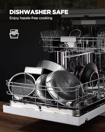 image for Yonida Non Stick Frying Pans, 12-inch With Lid, Hybrid Fajita Pans Non