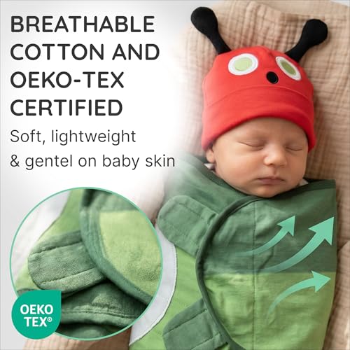 Image of Cuddle Club Swaddles for Newborns - Baby Swaddle Blanket for Boys & Girls - Adjustable Hook-and-Loop Cotton Wrap for Newborn 0-3 & 3-6 Months with hat