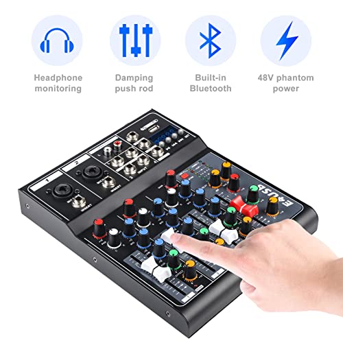 Pro Audio Mixer Soundboard Console Système Interface 4 Canaux Numérique USB Bluetooth MP3 48V Alimentation Fantôme Stéréo DJ Studio Streaming FX Reverb Delay Processeur - Image 3