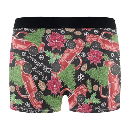 ZZKKO Men's Underwear Briefs Christmas Red Truck Trees Men's Boxer Briefs,Trunks Underwear for Men S-XXL3
