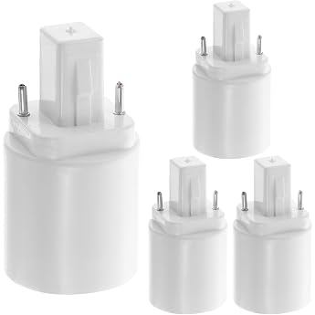 Gatuida G24D to E27 Lamp Holder Adapter 4 Pieces 2-Pin Bulb Adapter Robust Housing for LED Halogen Compact Fluorescent Lamps Easy Installation Durable