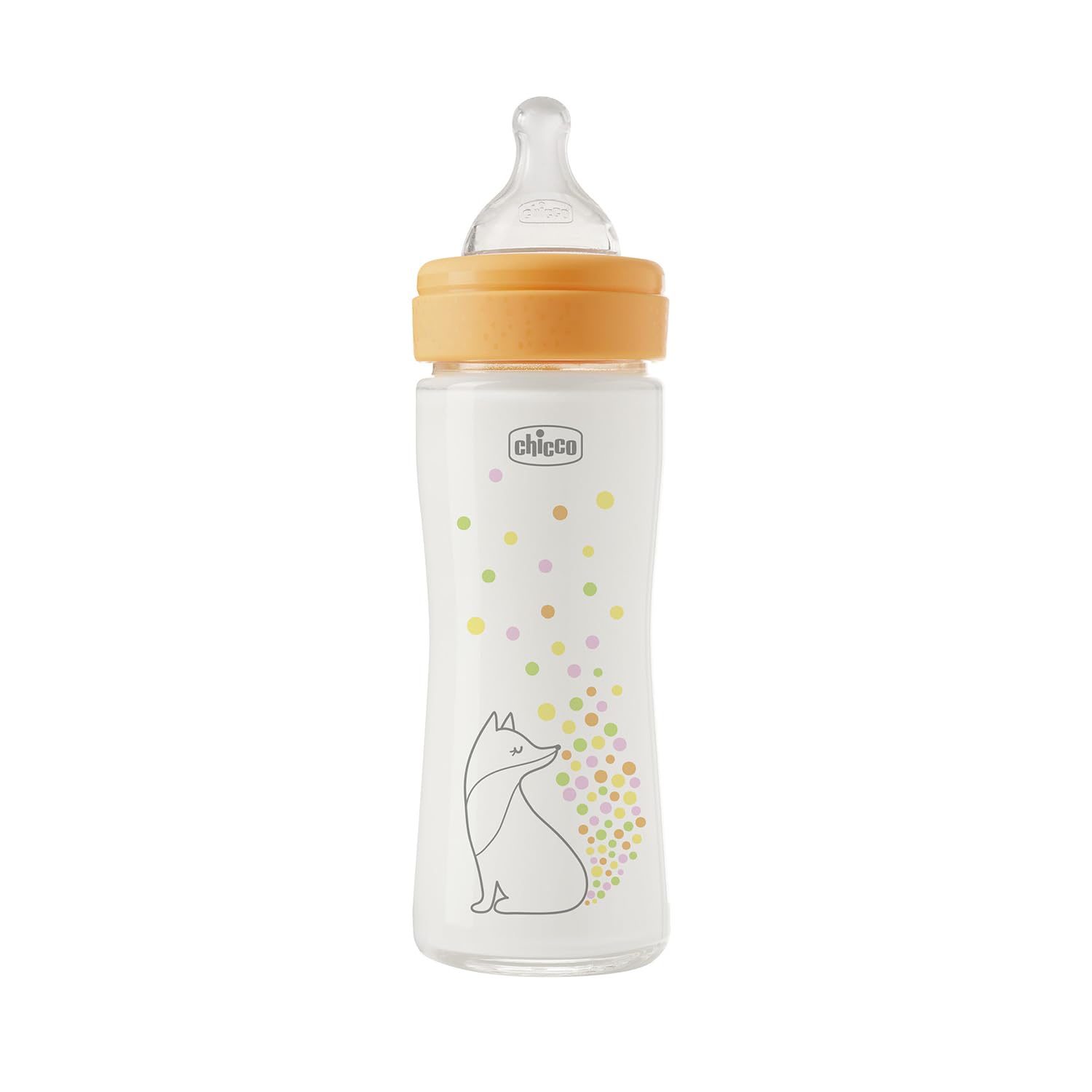 Chicco Biberon Perfect Easy Flusso Lento, con Tettarella Physio in Morbido Silicone e Finitura Soft Sense, Anticolica, Riduce Rigurgito e Irritabilità, Bottiglia in Vetro da 240ml, 0 Mesi+, Bambina