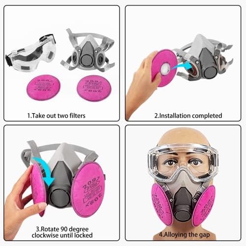 Half Facepiece Respirator, Reusable Respirator with 4Pcs 2097 Filter
