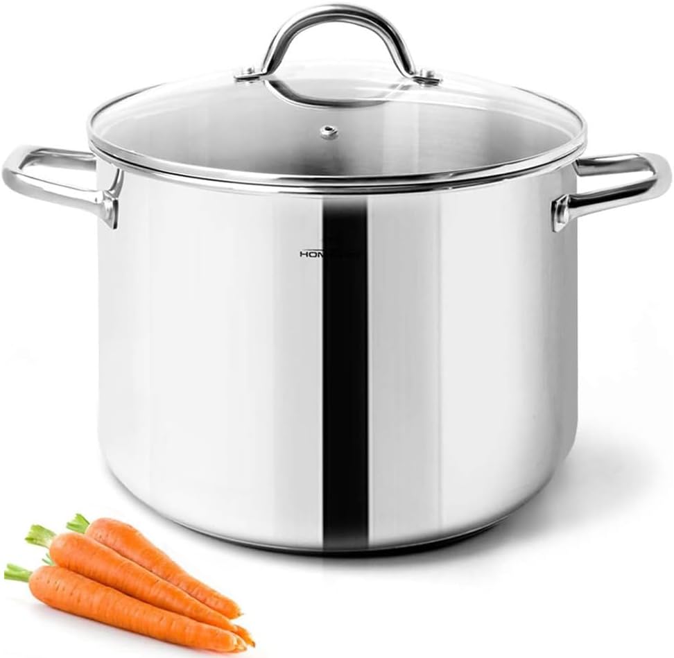 Stock Pot 8 Quart with Lid Nickel Free Stainless Steel - Mirror Polished Stockpot 8 Quart with Lid - HEALTHY COOKWARE Stockpots 8 Quart - Soup Pot 8 Qt Cooking Pot Induction Pot With Lid