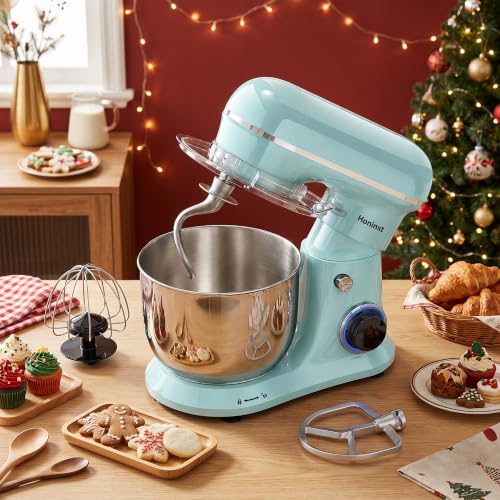 Image of Honinst 4QT Electric Stand Mixer, 10-Speed Tilt-Head Compact Kitchen Mixer | Multiple Stylish Colors | Food mixer with Dough Hook & Beater & Whisk | for Cake & Bread | Dishwasher-Safe | Blue